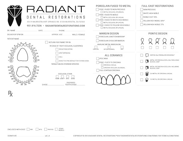 Download Radiant Dental Lab Slip